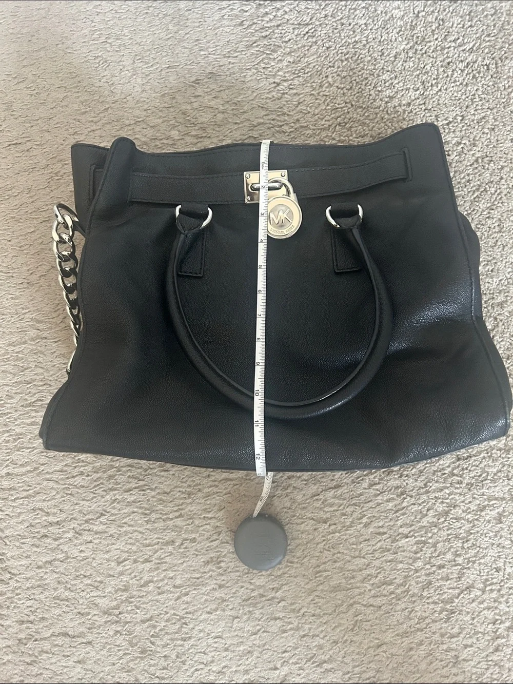 Michael Kors Black Pebbled Leather Shoulder Bag with Chain Strap